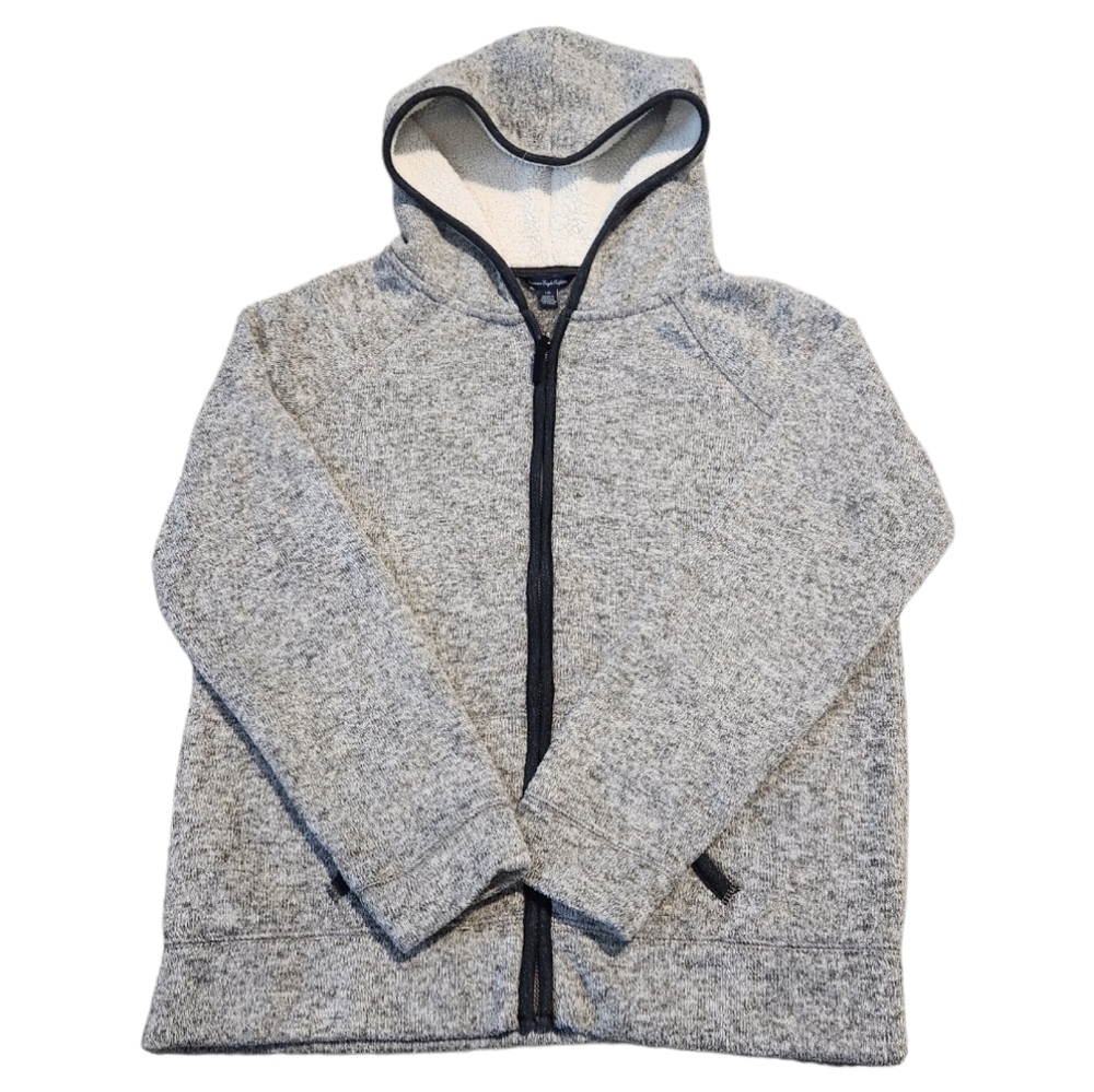 AMERICAN Eagle AEO Heather Gray Zip Up Hoodie with fleece lined hood, Size Large
